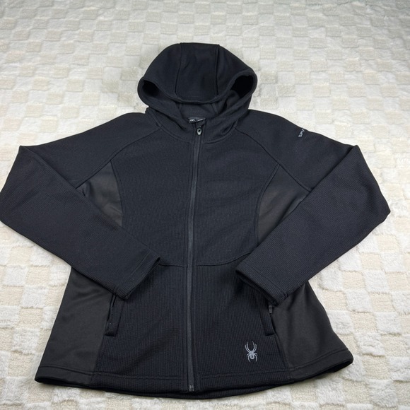 Spyder Women's Fitted Hooded Jacket‎ Black Size Large - Picture 1 of 10